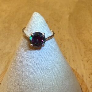 Beautiful Mystic Topaz Solitaire Sterling Silver Ring. Size 6.5